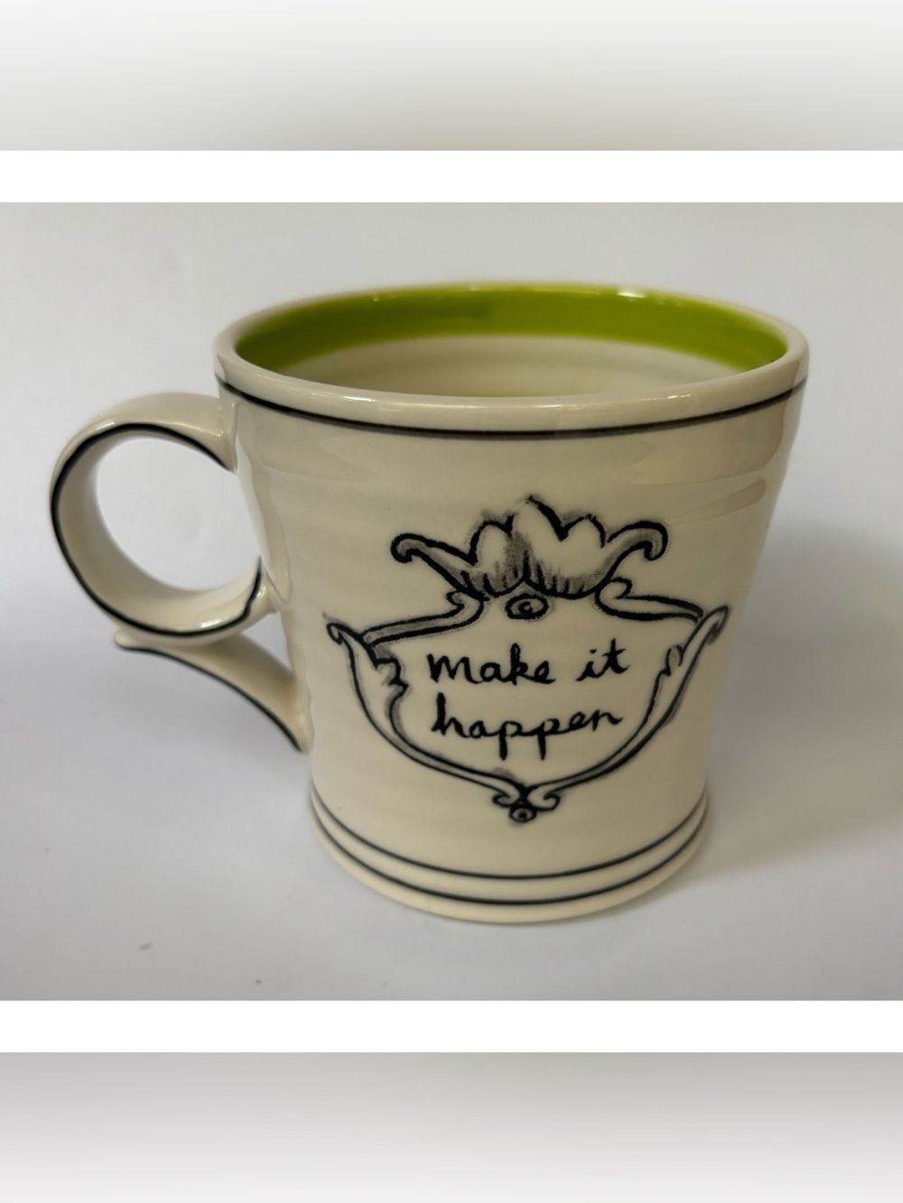 Anthropologie MOLLY HATCH Coffee Tea Mug “MAKE IT HAPPEN “